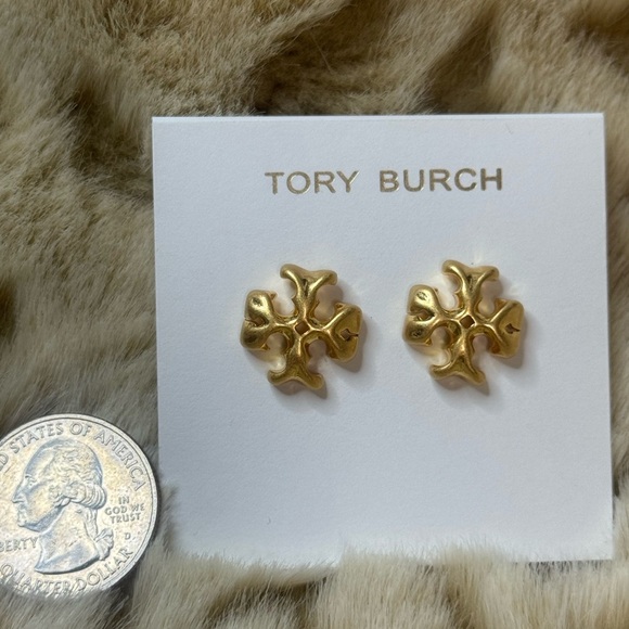 Tory Burch Gold Emblem Earrings - Picture 4 of 5
